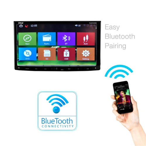 Pyle® - Double DIN DVD/CD/AM/FM/MP3/MP4/AVI/WAV Receiver with 7" Touchscreen Display, Built-In Bluetooth and GPS Navigation